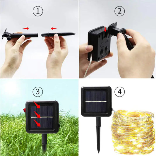 Mini Fiery 100 luces que brillan como luciérnagas con energía solar, paquete de 2