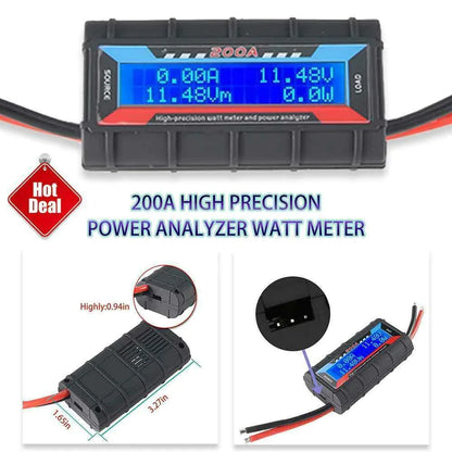 Analizador de voltímetro y amperímetro LCD con monitor digital de 200 A CC para batería RC y energía solar