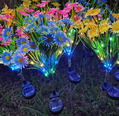 Luces solares para jardín, lámpara LED con forma de flor, para exteriores, impermeable, para decoración de patio