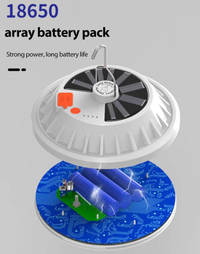 Lámpara de camping recargable para exteriores con 60 LED, USB y solar, para senderismo