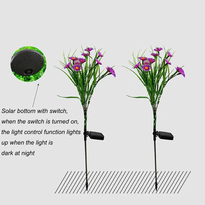 Luces solares para jardín, lámpara LED con forma de flor, para exteriores, impermeable, para decoración de patio