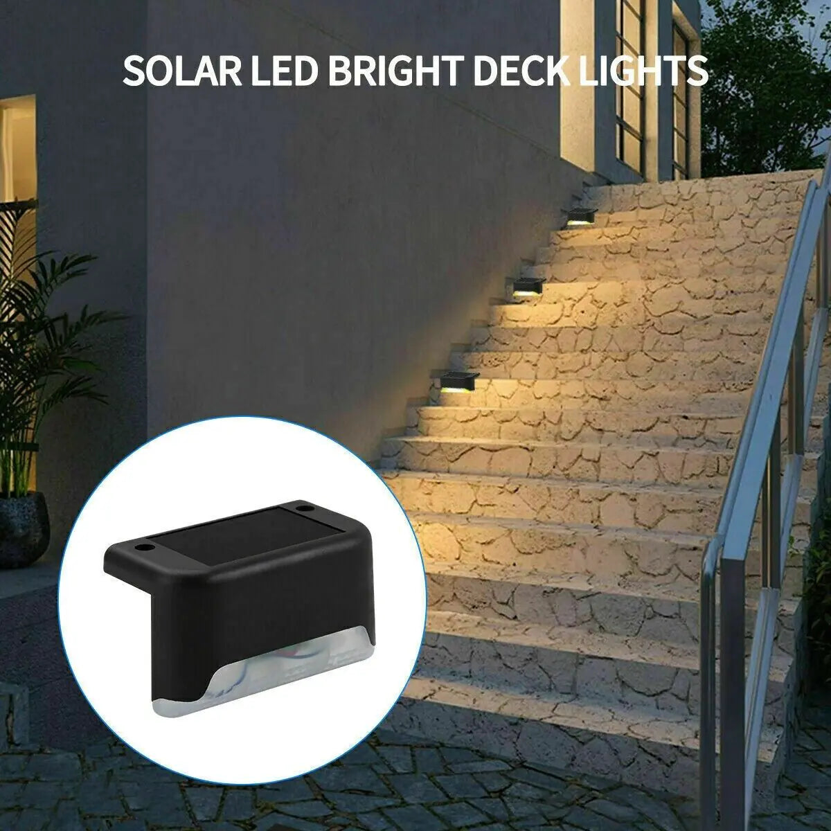 Paquete de 8 nuevas luces LED solares para terraza, impermeables, para exteriores, para escaleras y vallas