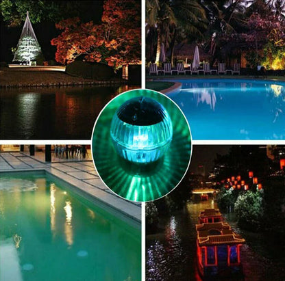 Lámpara flotante LED solar para exteriores, para jardín, estanque, piscina, giratoria, con cambio de color RGB