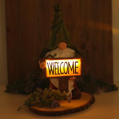 Solar Garden Gnome [Welcome Sign]