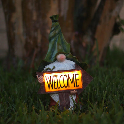 Solar Garden Gnome [Welcome Sign]