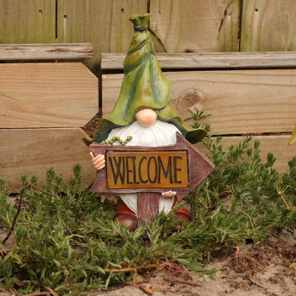 Solar Garden Gnome [Welcome Sign]