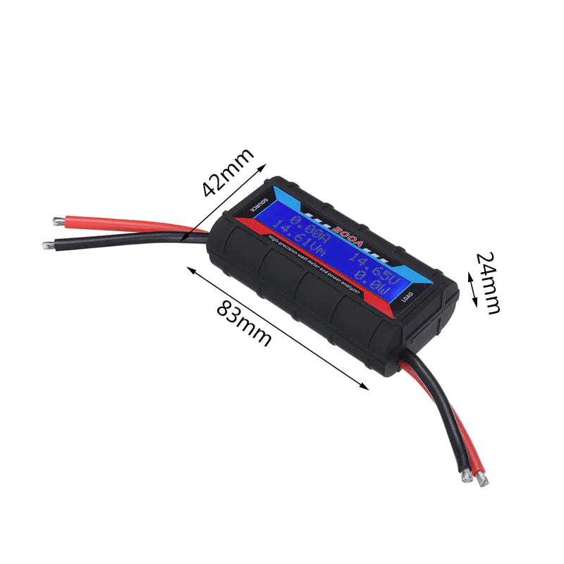 Analizador de voltímetro y amperímetro LCD con monitor digital de 200 A CC para batería RC y energía solar