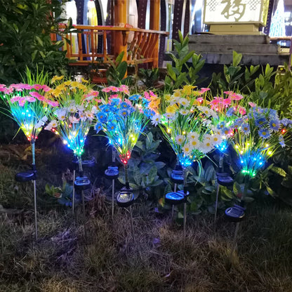 Luces solares para jardín, lámpara LED con forma de flor, para exteriores, impermeable, para decoración de patio