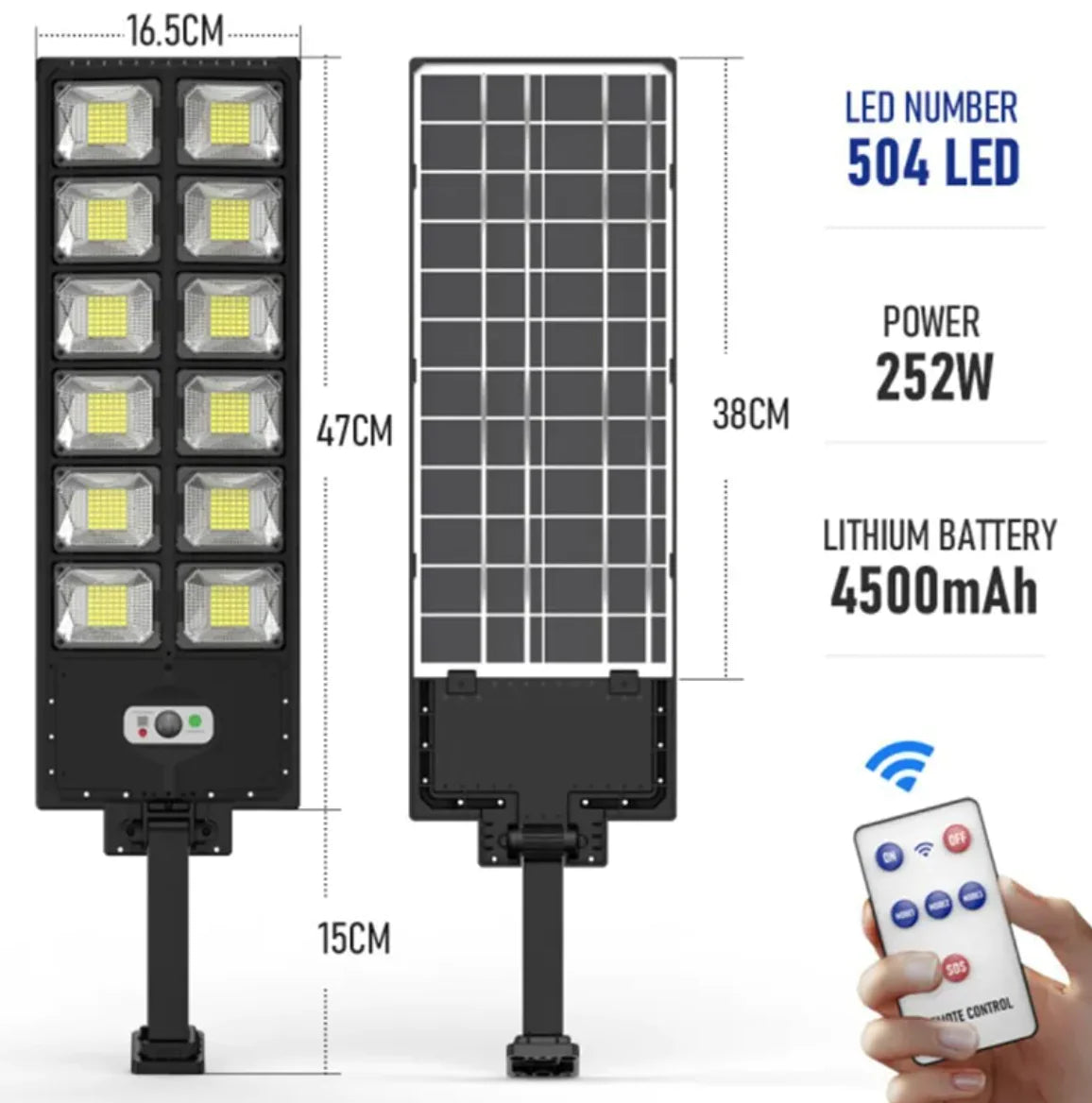 Nueva farola solar de doble hilera