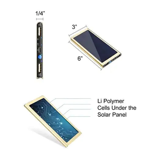 Slim Giant Solar Power Extender For All Gadgets With 2 USB Ports